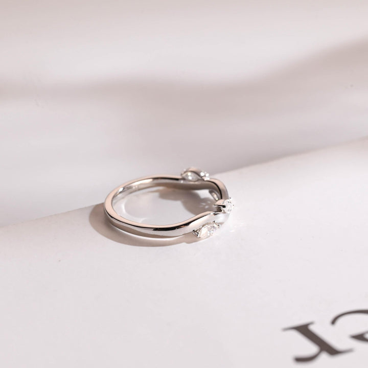Marquise diamond wedding band in rose gold