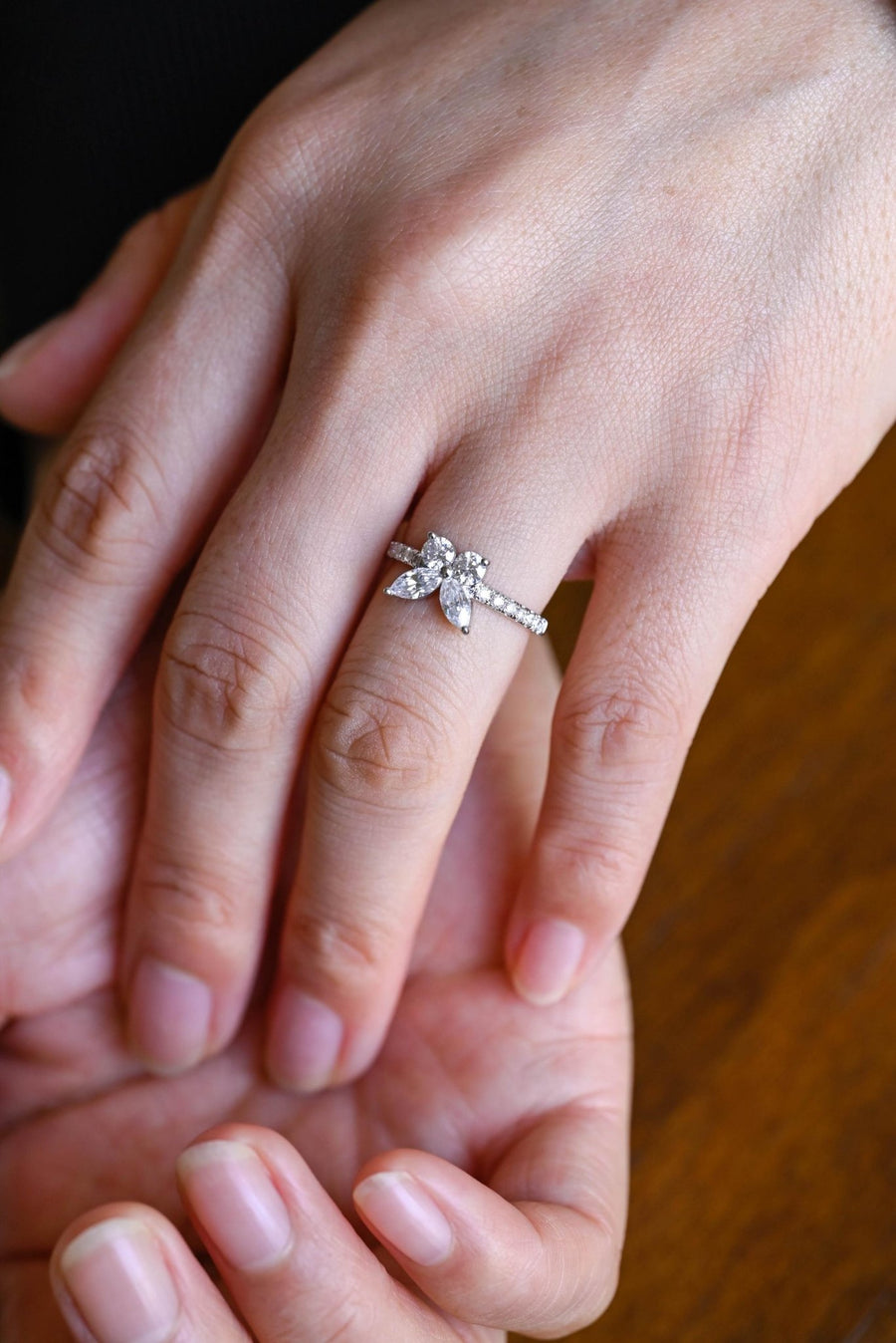 Pear & Round pear & round diamond wedding band front view