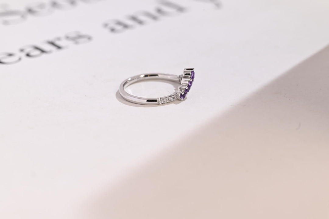 Emerald lab grown diamond band worn on hand