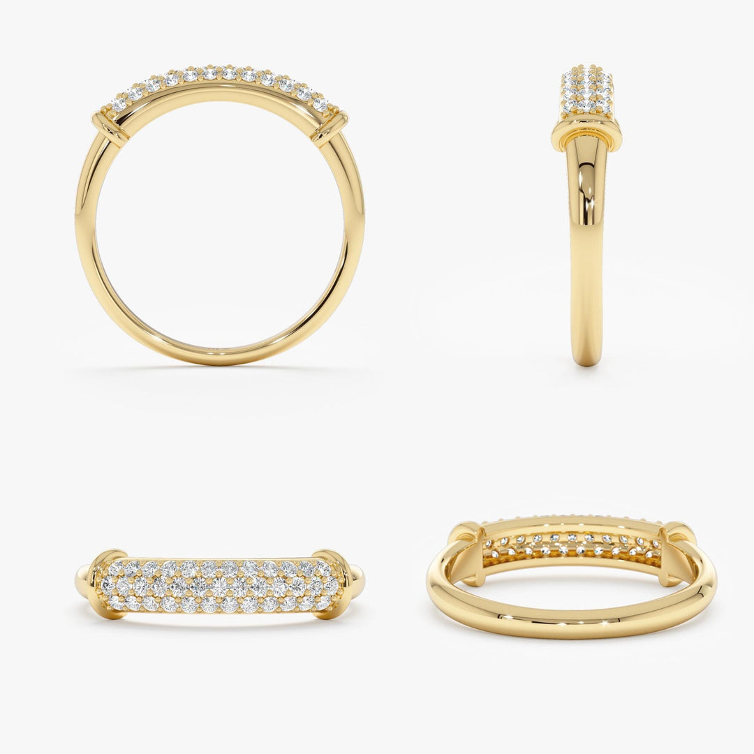 Round Cut Diamond lab grown diamond Paved Dome Wedding Ring in 14K Gold - Doozy Diamonds