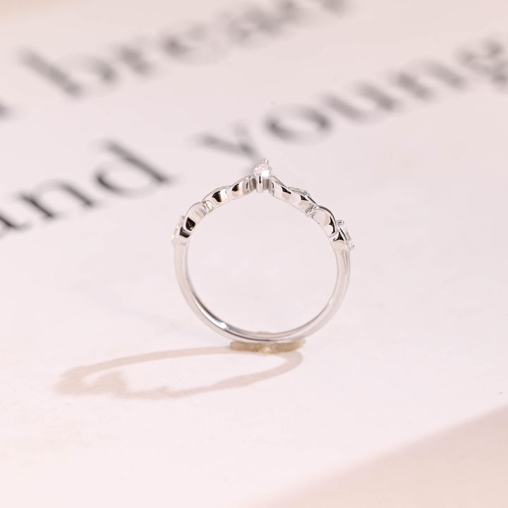 Marquise & Round diamond wedding band in white gold