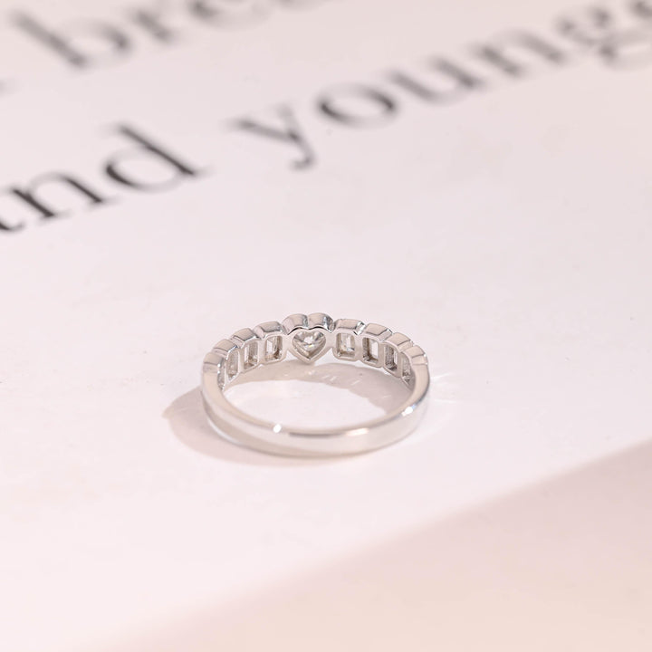 Round & Princess Band Width: 2.4mm diamond band stacked with engagement ring