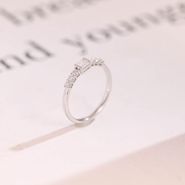 Round & Princess Band Width: 2.0mm diamond wedding band in yellow gold