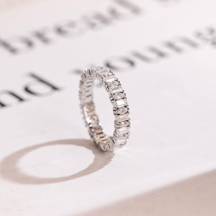 Sustainable marquise & baguette diamond wedding ring
