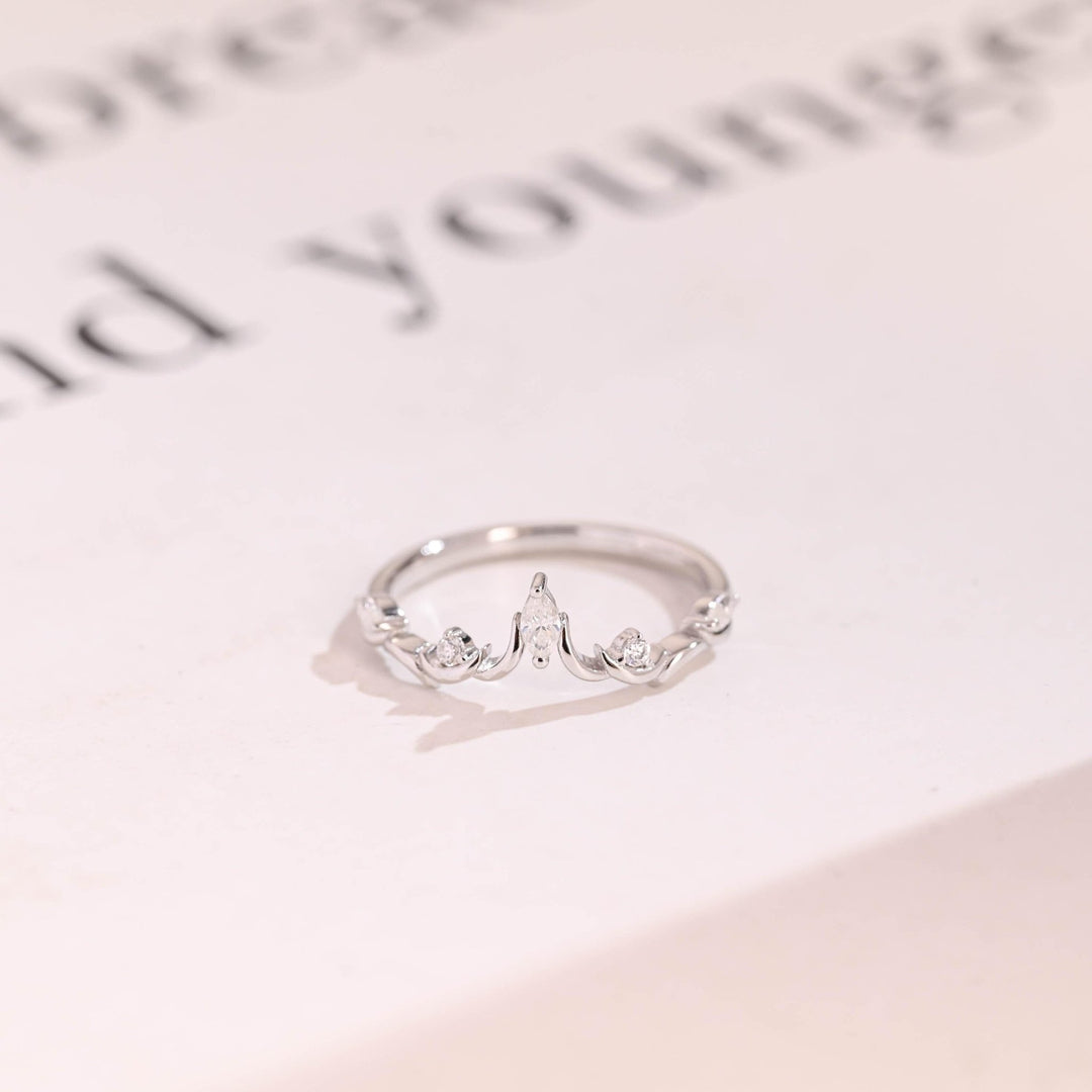 Marquise & Round marquise & round diamond wedding band front view