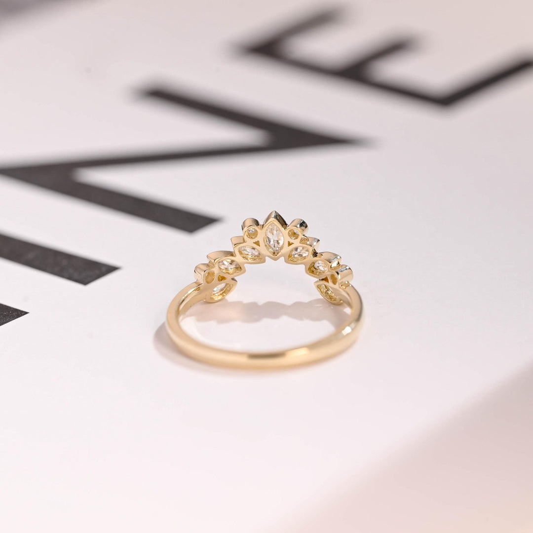 Round lab grown diamond band worn on hand