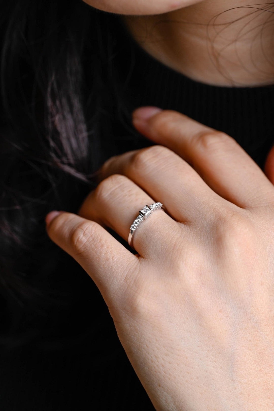 Sustainable round & princess band width: 2.0mm diamond wedding ring