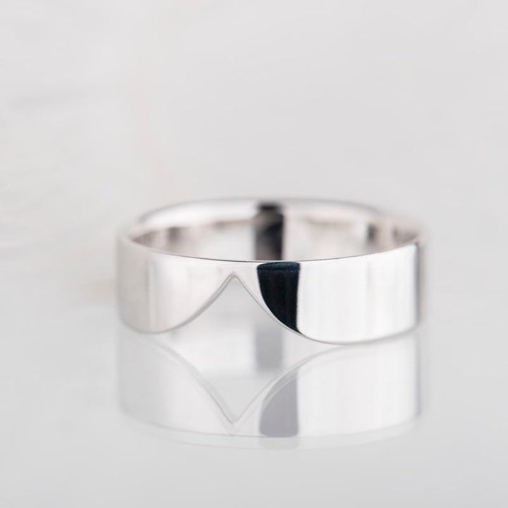 18K Solid Gold V Shape Matching Plain Wedding Band - Doozy Diamonds