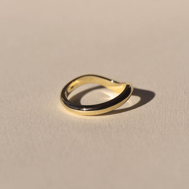 18K Solid Gold Unique Stackable Curved Plain Wedding Band - Doozy Diamonds