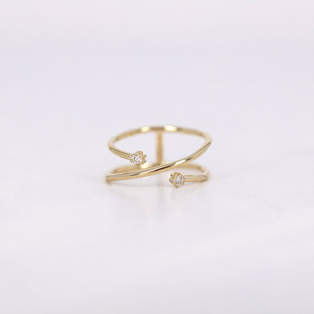 0.02CT Round Two Stone Open lab grown diamonds Criss Cross Wedding Band - Doozy Diamonds