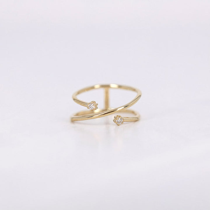 0.02CT Round Two Stone Open lab grown diamonds Criss Cross Wedding Band - Doozy Diamonds