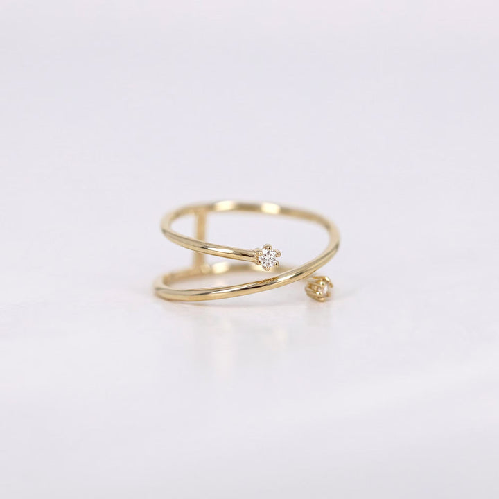 0.02CT Round Two Stone Open lab grown diamonds Criss Cross Wedding Band - Doozy Diamonds