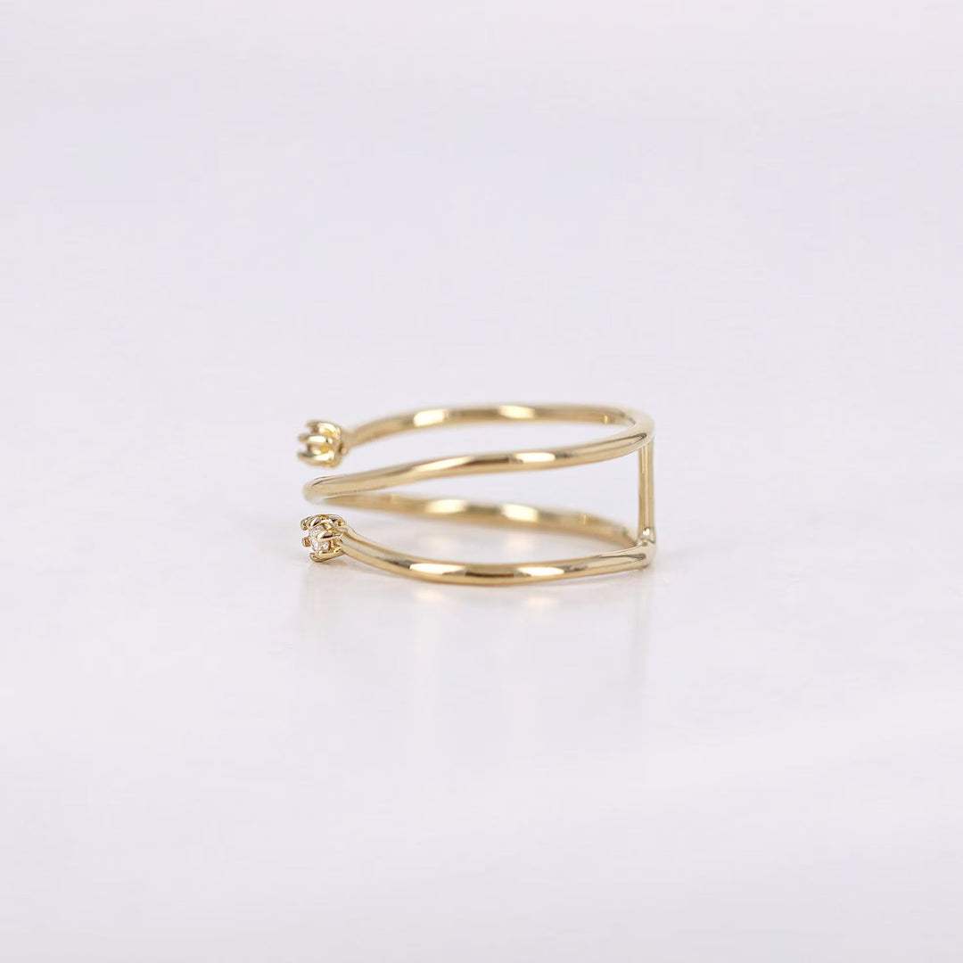 0.02CT Round Two Stone Open lab grown diamonds Criss Cross Wedding Band - Doozy Diamonds