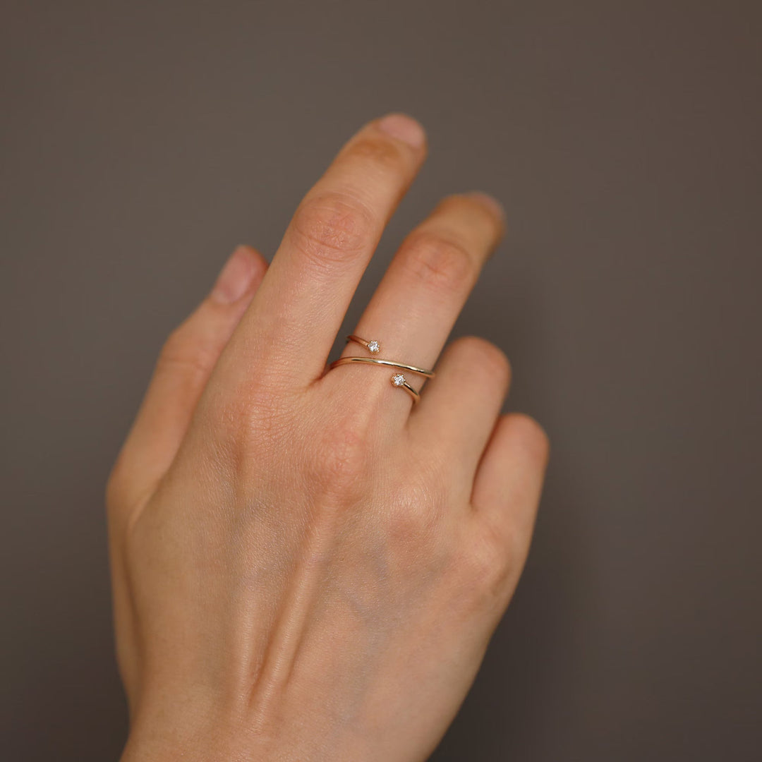 0.02CT Round Two Stone Open lab grown diamonds Criss Cross Wedding Band - Doozy Diamonds