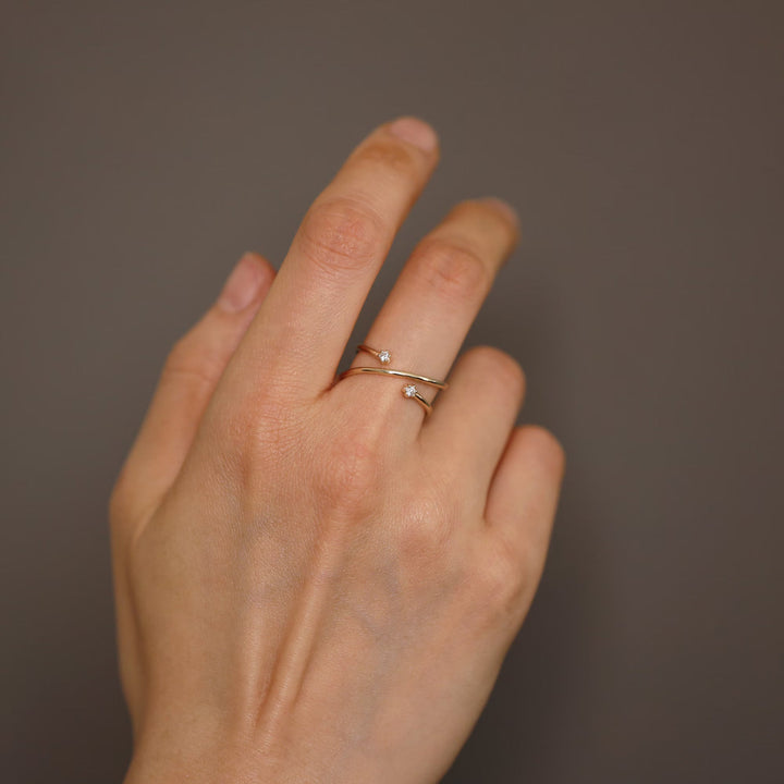 0.02CT Round Two Stone Open lab grown diamonds Criss Cross Wedding Band - Doozy Diamonds