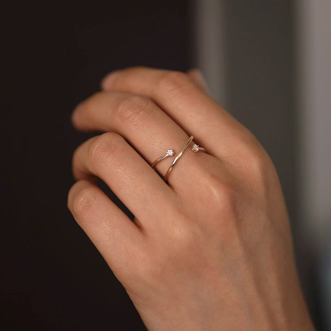 0.02CT Round Two Stone Open lab grown diamonds Criss Cross Wedding Band - Doozy Diamonds