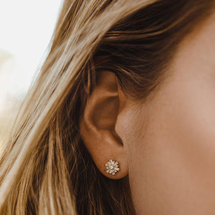 1.5CT Round & Baguette lab grown diamonds Stud Earring For Women - Doozy Diamonds
