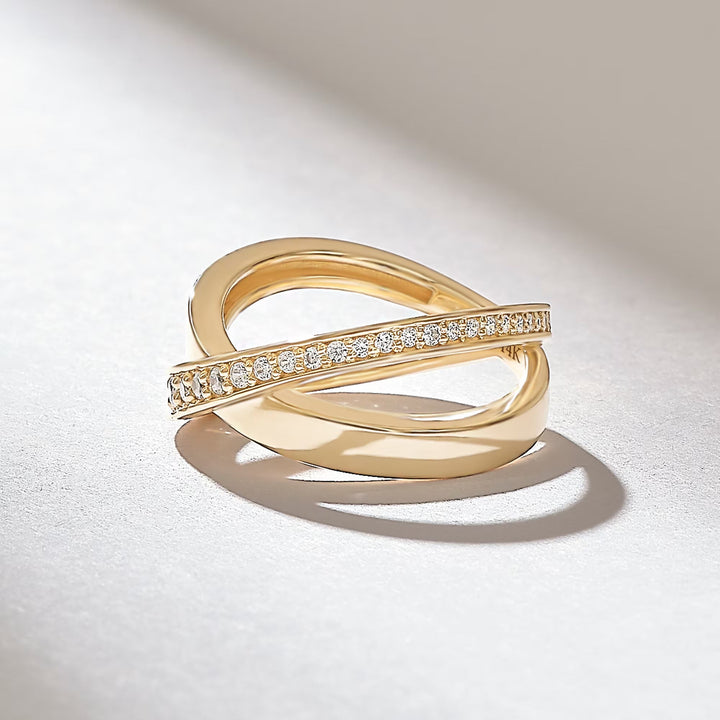 0.35CT Round Thick lab grown diamonds Crossover Wedding Band - Doozy Diamonds