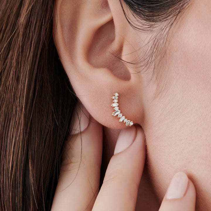 0.48CT Round & Bauguess lab grown diamonds Crawler Earrings - Doozy Diamonds