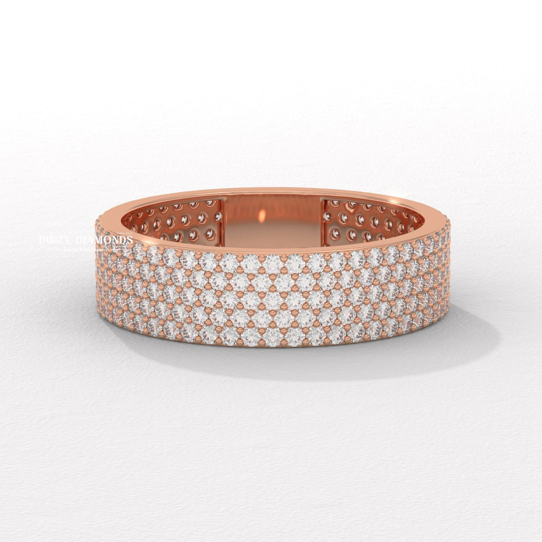 Pave lab grown diamond band worn on hand