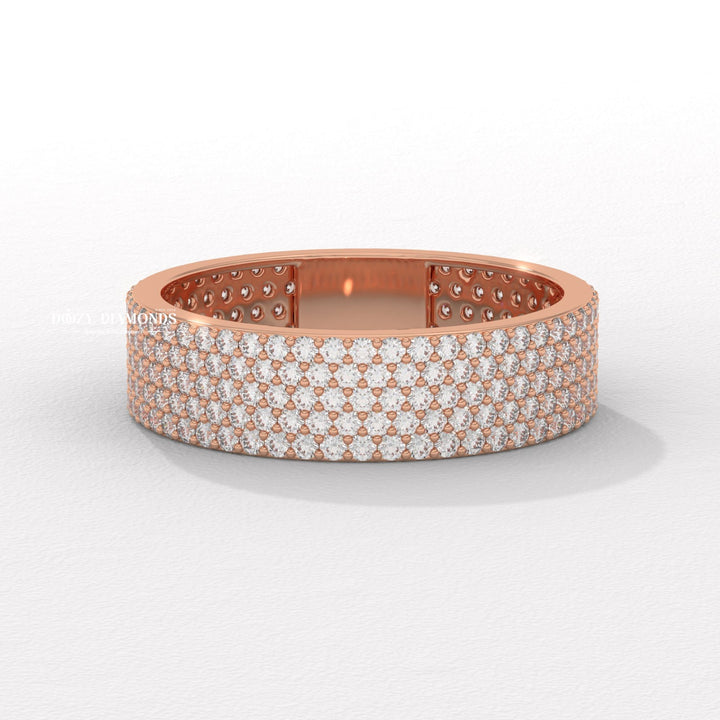 Pave lab grown diamond band worn on hand