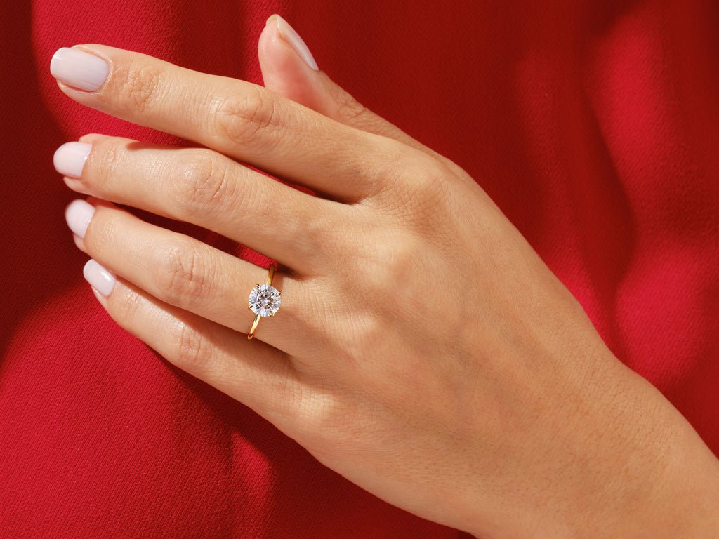 1.50CT Round Solitaire Round Cut F - VS Lab Grown Diamond Engagement Ring Set Curved Band - Doozy Diamonds