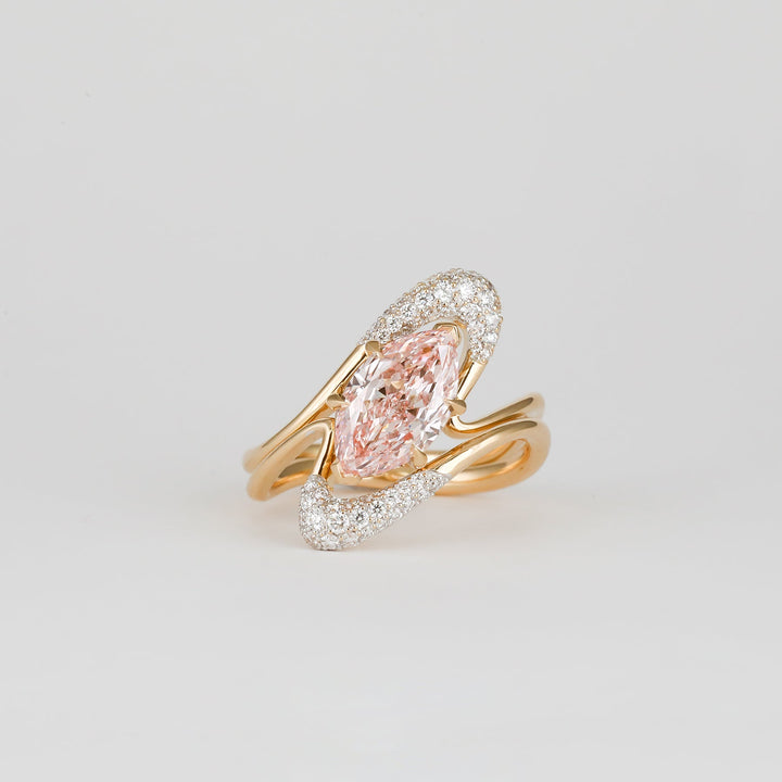 1.50CT - 2.50CT Pink Marquise Lab Grown Diamond Unique Engagement Ring - Doozy Diamonds