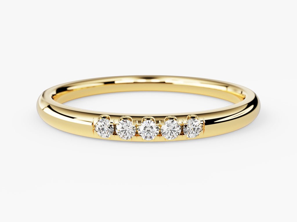 Round round diamond wedding band front view