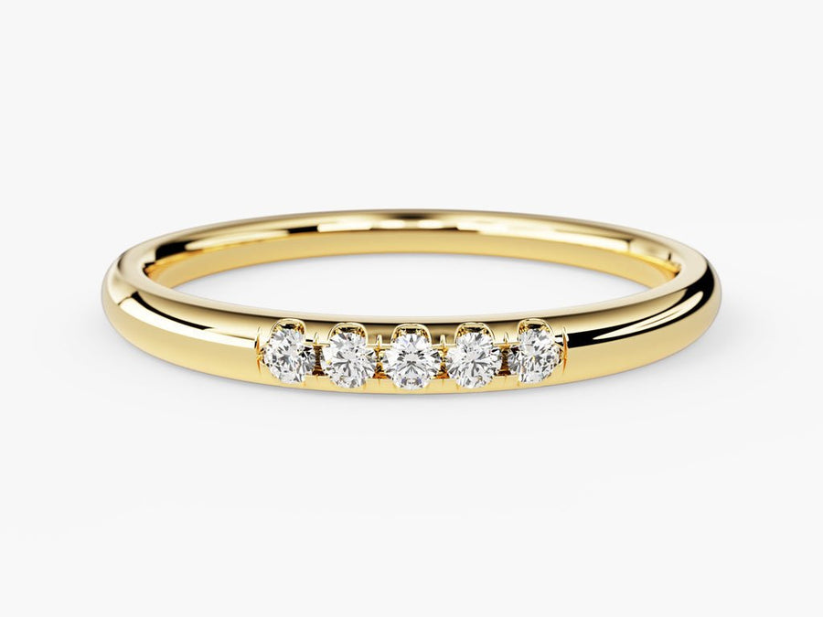 Round round diamond wedding band front view