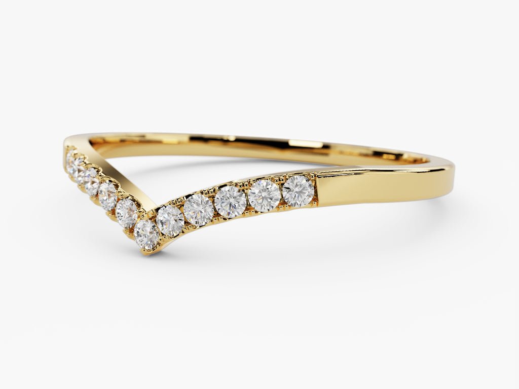 Round diamond band stacked with engagement ring
