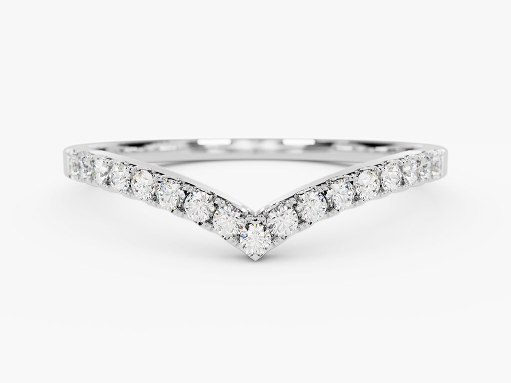 Round diamond band stacked with engagement ring