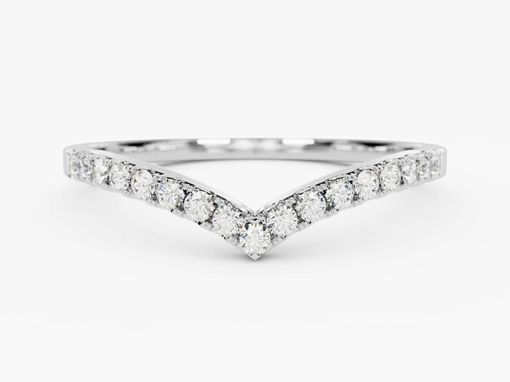 Round diamond band stacked with engagement ring