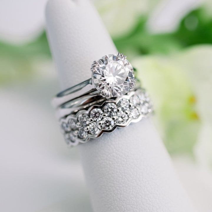 Round Cut Lab Grown Diamond Two Row Wedding Band - Doozy Diamonds