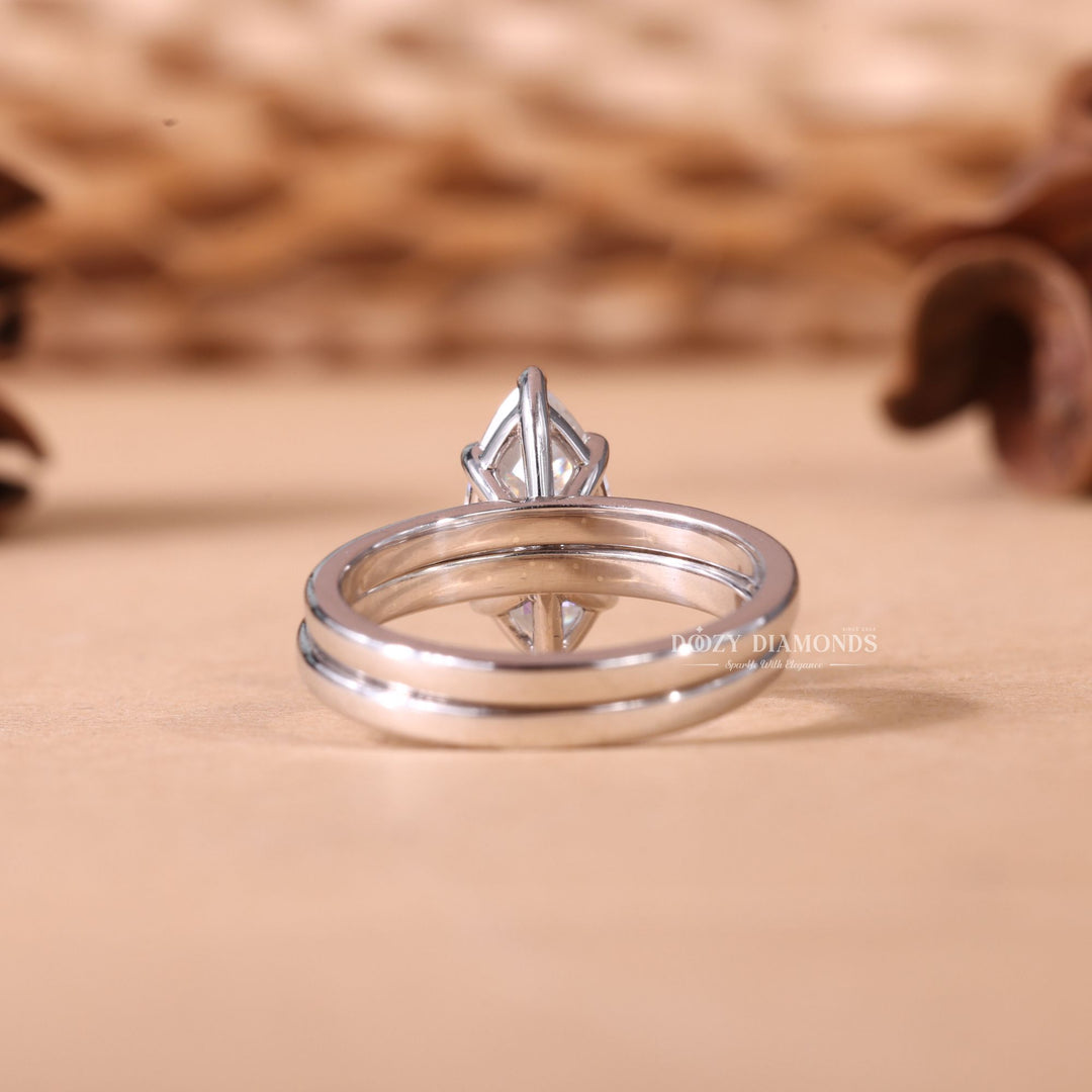1.50CT Marquise Cut EF - VS2 Lab Grown Solitaire Wedding Ring with Solid Gold Band - Doozy Diamonds