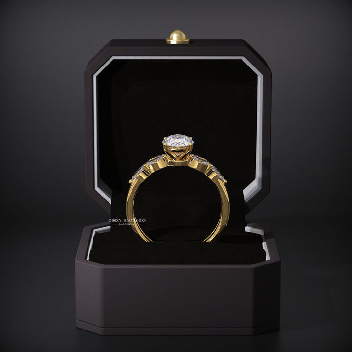 2.0CT Oval Lab Grown Pave Engagement Ring & Cluster Wedding Band