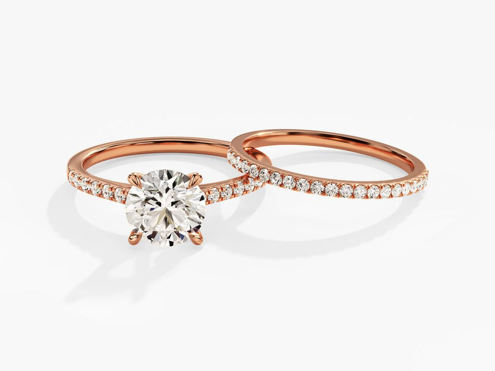 1.50CT Round Cut Pave F - VS Lab Grown Diamond Engagement Ring Set - Doozy Diamonds