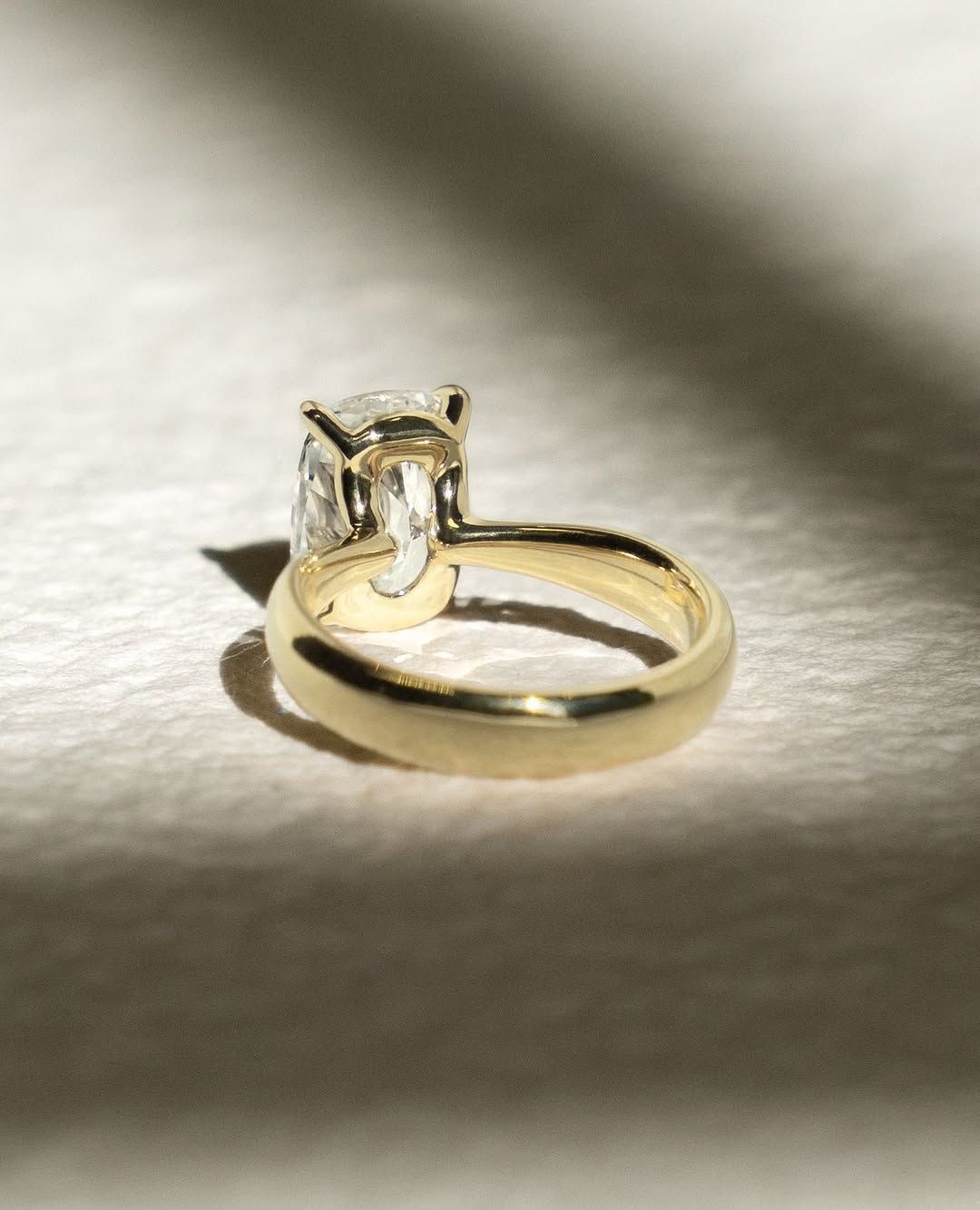 Side angle of cushion split shank diamond engagement ring