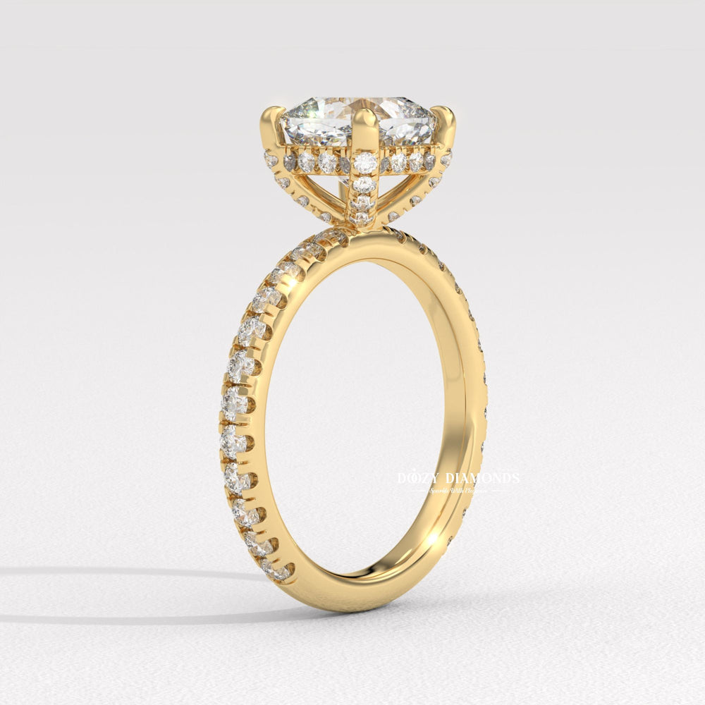 Cushion solitaire engagement ring with IGI certificate and packaging
