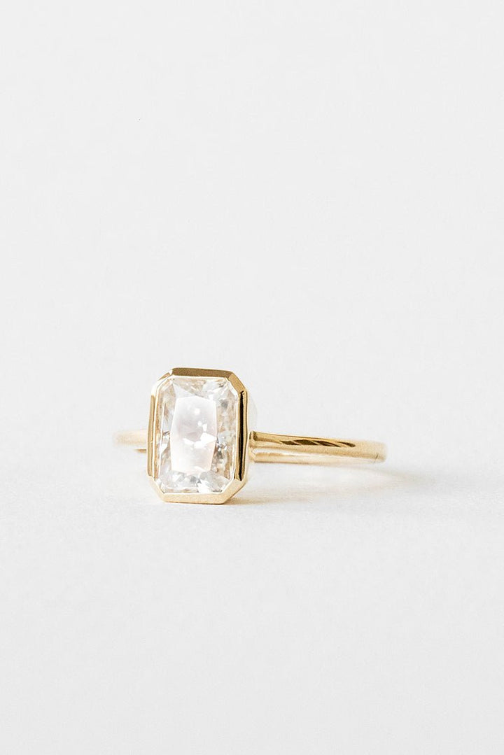 1.90CT Bezel Set Radiant F - VS Lab Grown Diamond Ring with Curve Band - Doozy Diamonds