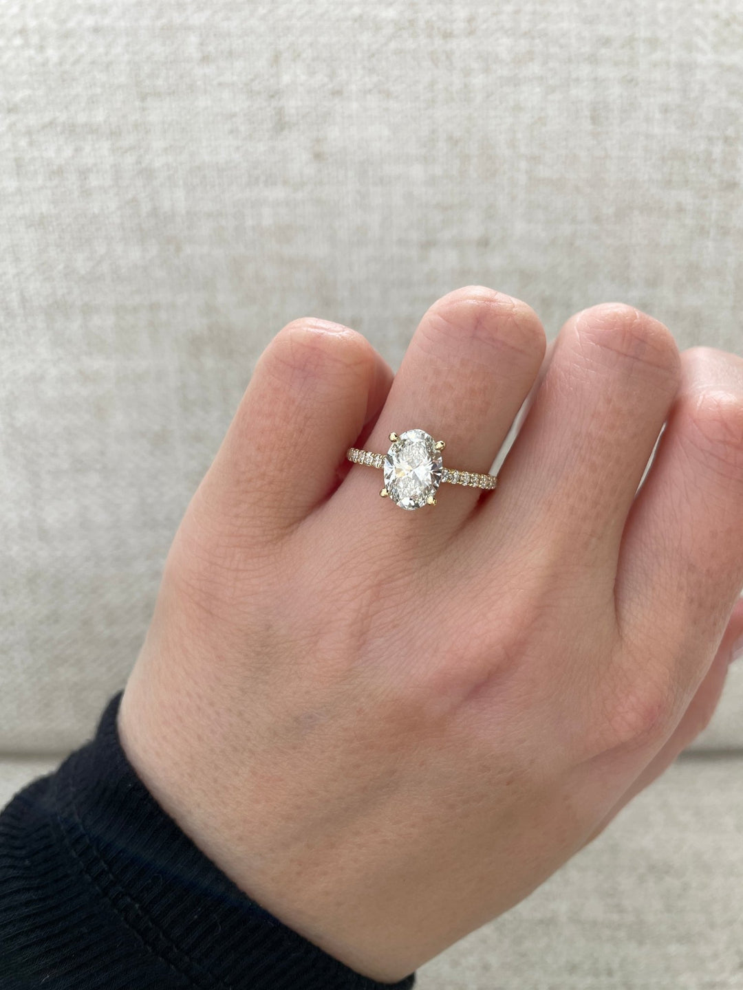 1.74 - 3.74 CT Oval Cut Lab Grown Diamond Pave Setting Engagement Ring - Doozy Diamonds