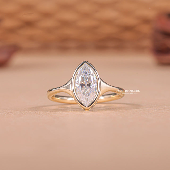 1.50CT marquise cut bezel engagement ring available to buy now