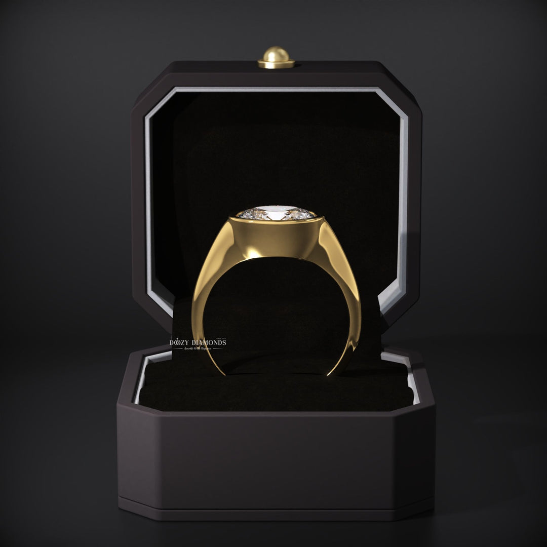 Detailed close-up of oval east west diamond engagement ring