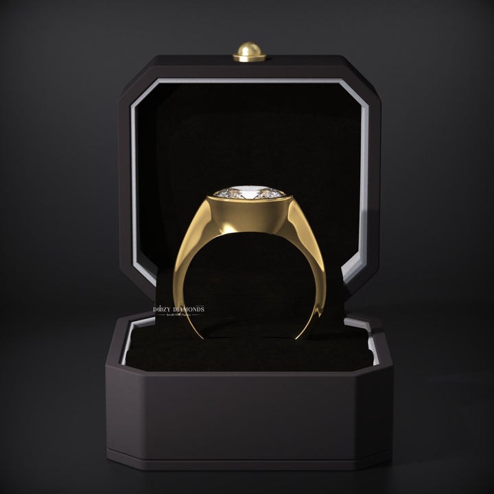 Detailed close-up of oval east west diamond engagement ring