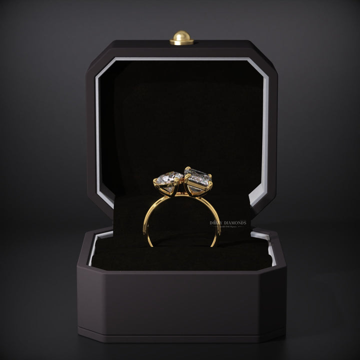 Fine craftsmanship detail on pear solitaire engagement ring