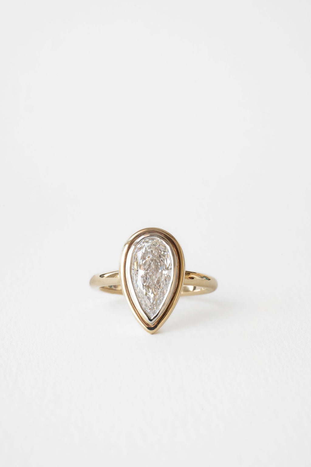 2.15 Carat Elongated Pear F - VS Lab Grown Bezel Diamond Bridal Ring Set - Doozy Diamonds