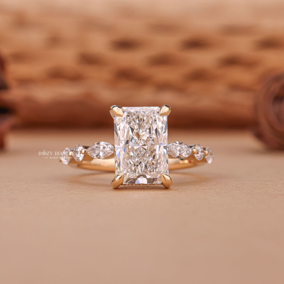 Shop radiant hidden halo lab grown diamond engagement ring