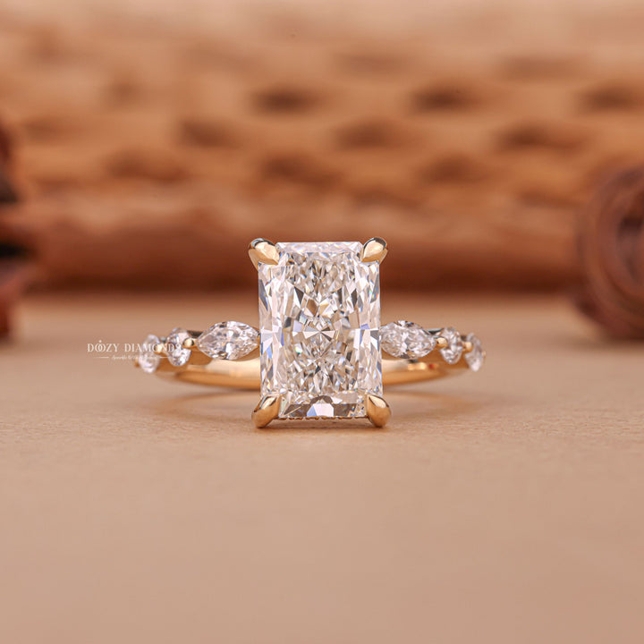 Shop radiant hidden halo lab grown diamond engagement ring
