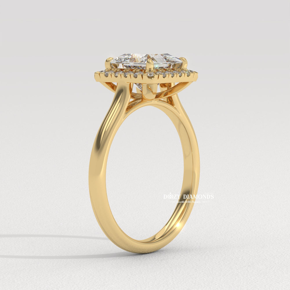 Fine craftsmanship detail on princess solitaire engagement ring