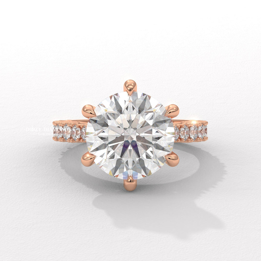 Round hidden halo lab grown diamond ring in jewelry gift box