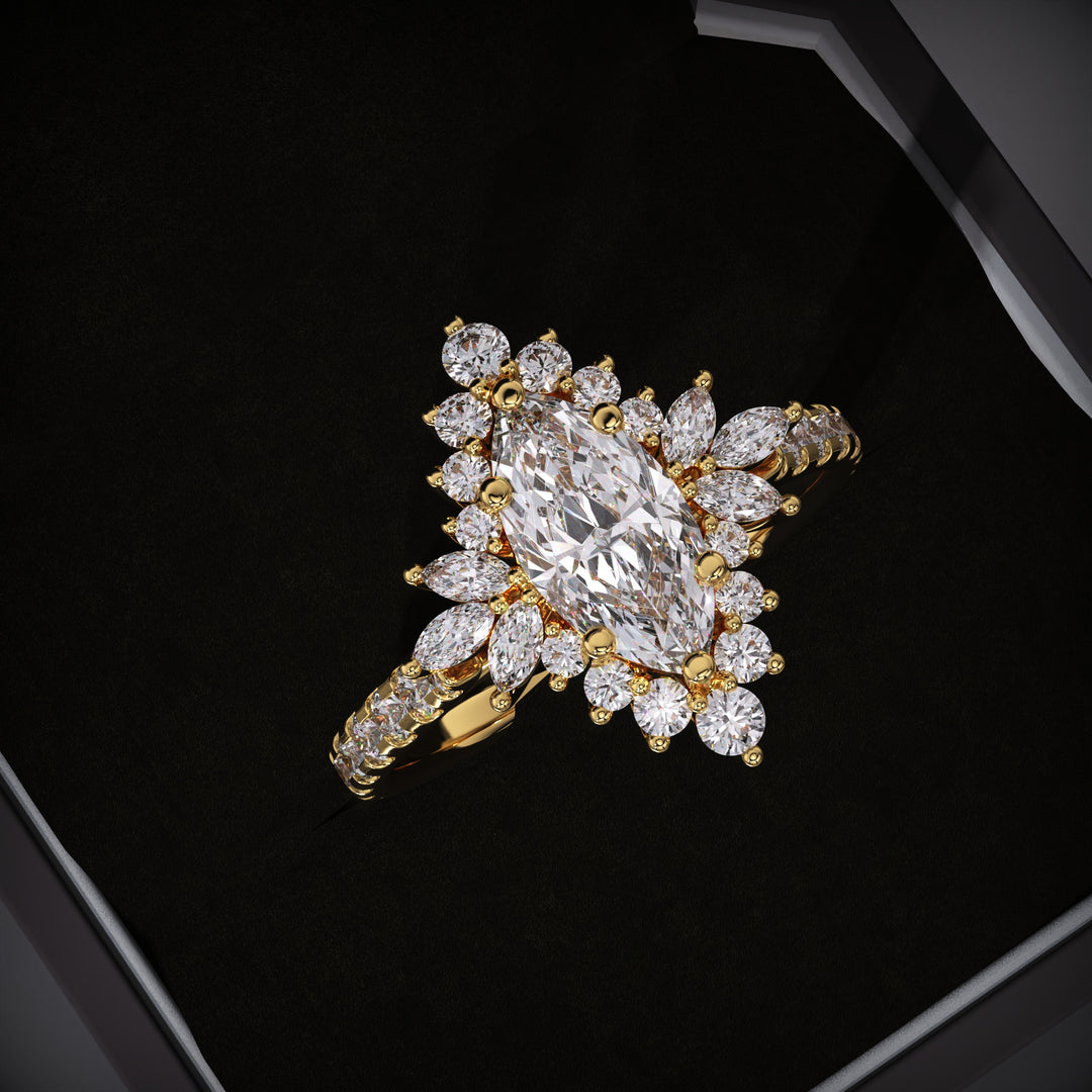 Shop marquise cluster lab grown diamond engagement ring